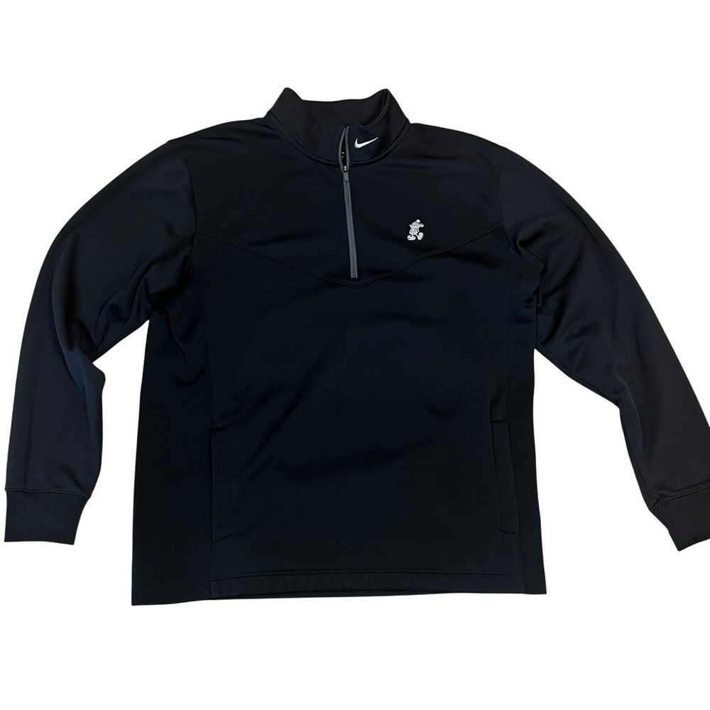 Nike Golf Disney Parks Mens Mickey Mouse 1/4 Zip Pullover L Black Therma-Fit